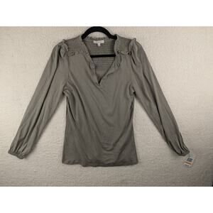 Angesl Long Sleeve Y2k Top Womens S Green Ruffled Blouse New